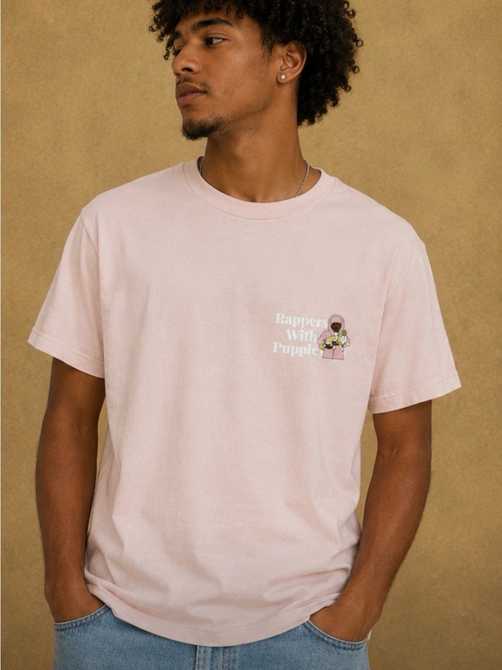 Dog Limited Light Pink Graphic Short Sleeve Crewneck Tee
